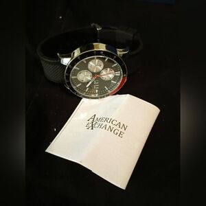 American Exchange Black and Silver Chronograph Watch